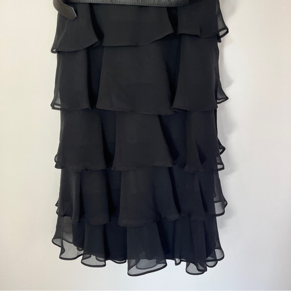 WHBM Black Belted Ruffled Strapless Dress 4 EUC - Picture 6 of 8